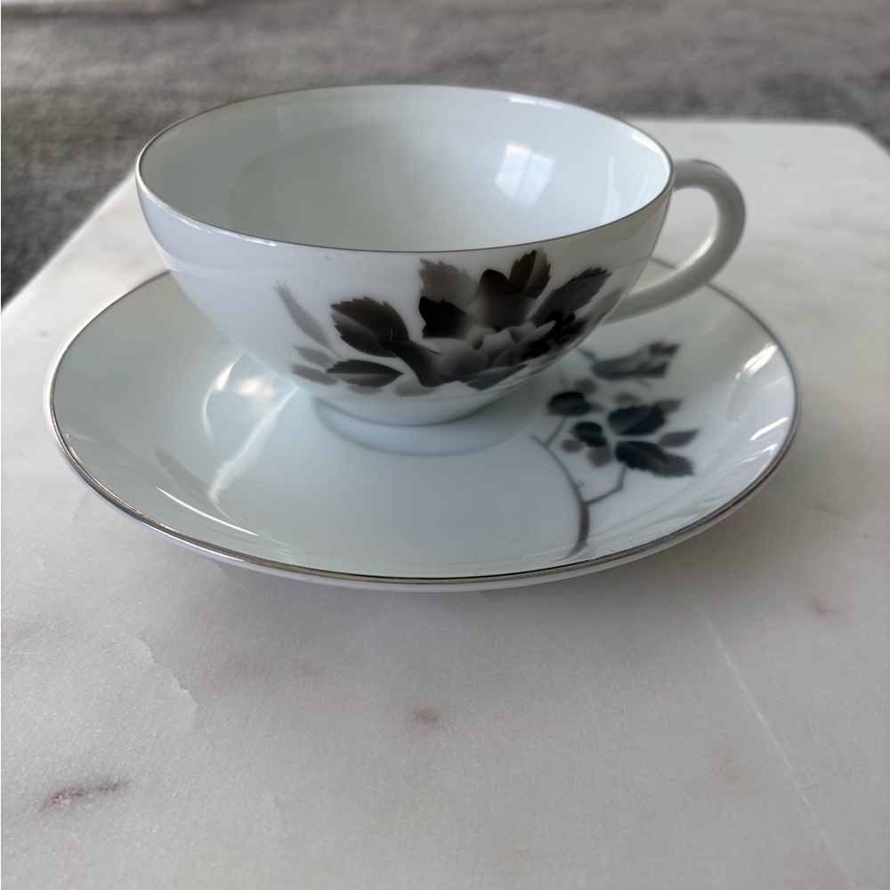Elegant Floral Teacup and Saucer Set